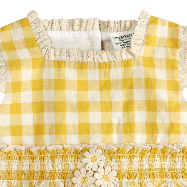 Lucy Gingham Smocked Romper + Headband