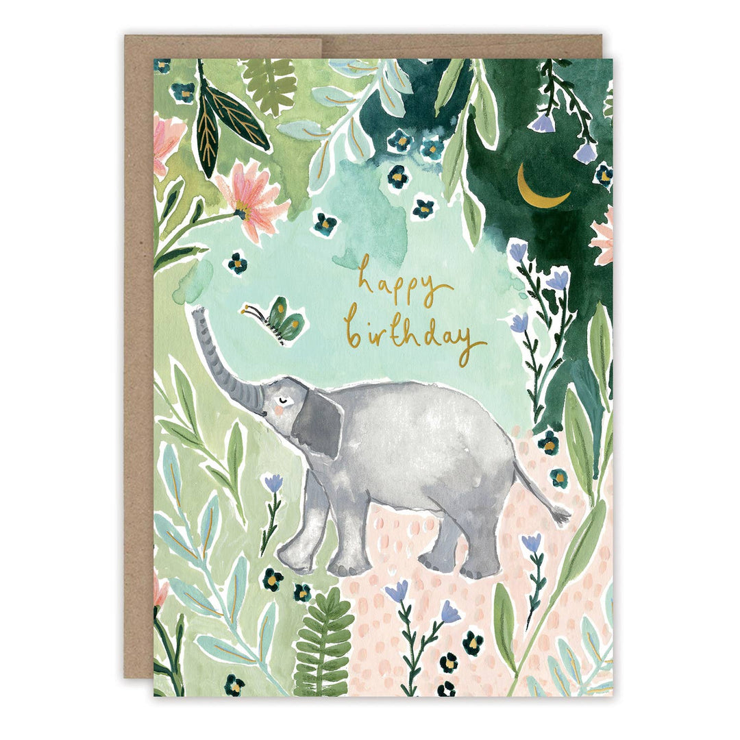Elephant & Butterfly Birthday Card