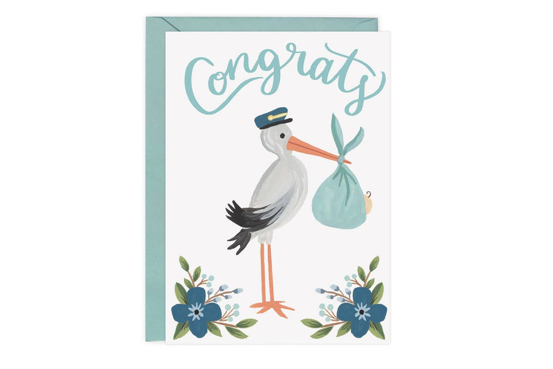 Stork Congrats Card + Envelope