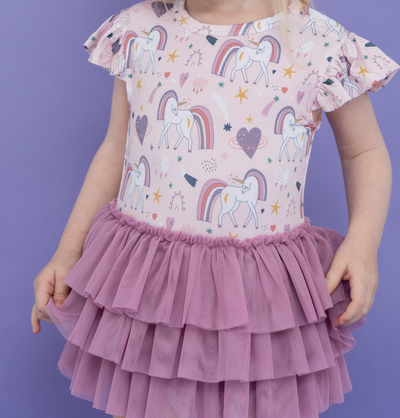 Baby Tutu Twirl Bodysuit - Rainbow Unicorn Summer