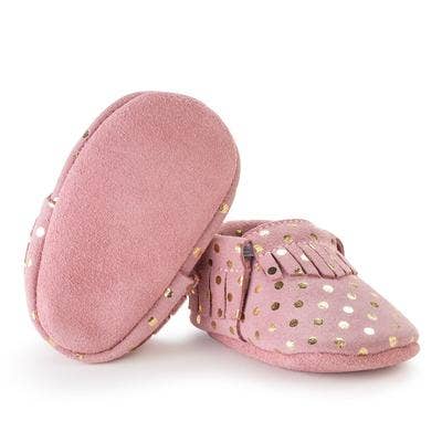 Baby Moccasins - Confetti Pink Gold