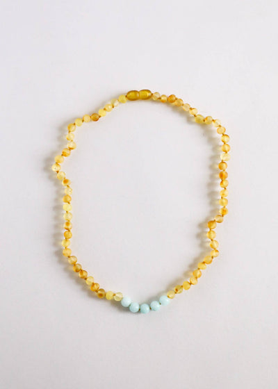 Raw Honey Baltic Amber + Amazonite || Necklace