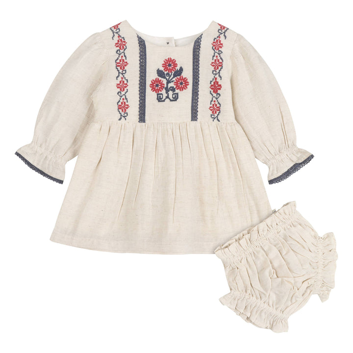 Eileen Embroidered Dress & Bloomer Set