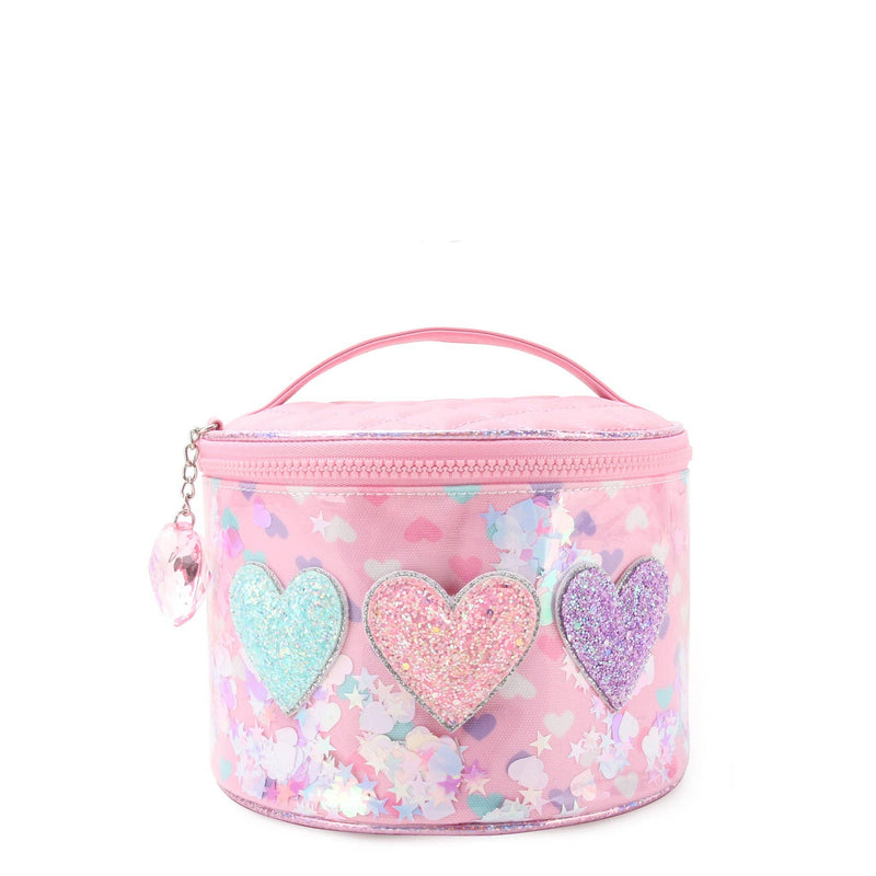 Confetti Hearts Pink Round Glam Bag