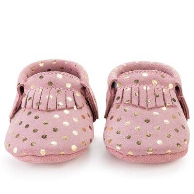Baby Moccasins - Confetti Pink Gold