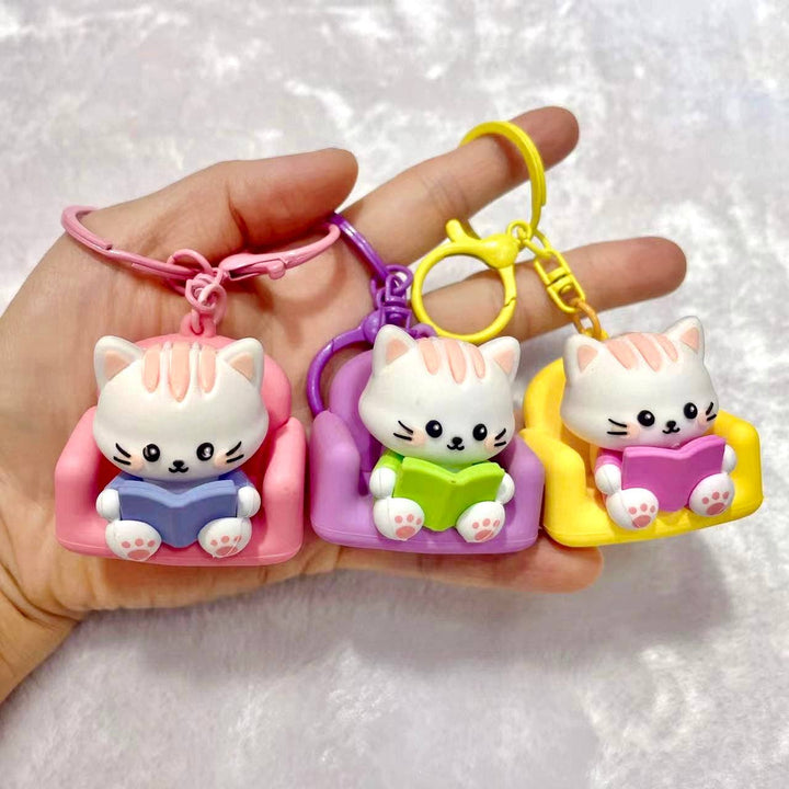 Reading Cat Key Charm