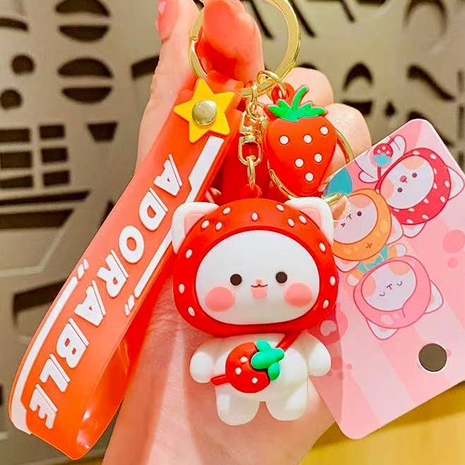Fruit Cat Key Charm w/ Wristlet
