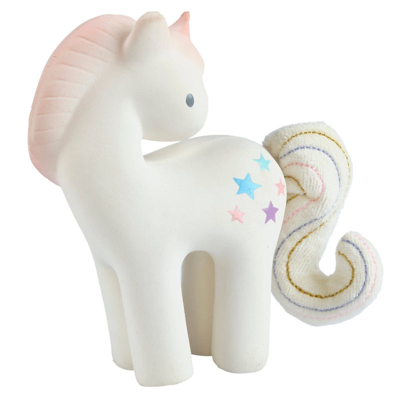 Unicorn Rubber Rattle with Crinkle Tail