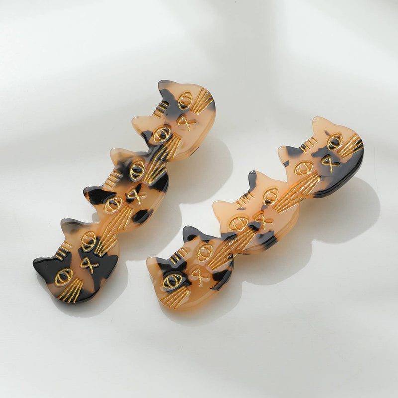 Zoe | Triple Cat Face Barrette Hair Clip (Set of 2)