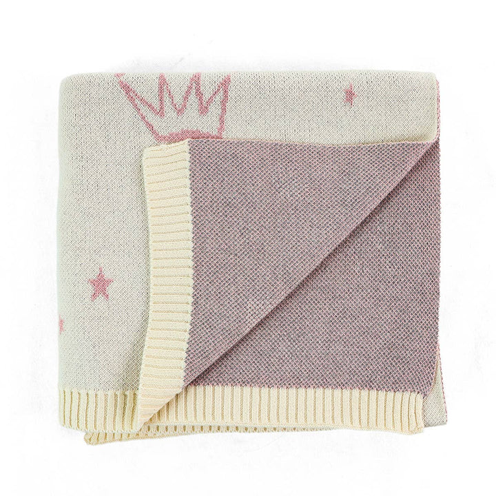Organic Knit Baby Blanket - Sparkle Crown
