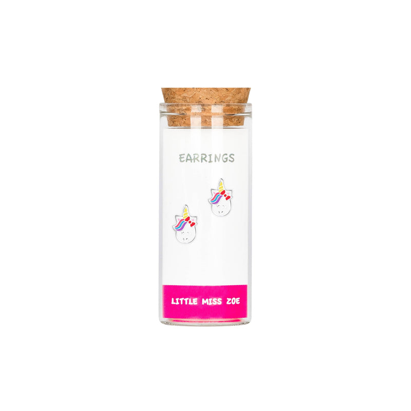 Sterling Silver Stud Kids Earrings in a Bottle - Unicorn