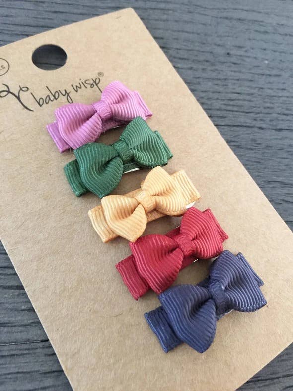 5 Tiny Tuxedo Bows on Snap Clips - Little and Brave