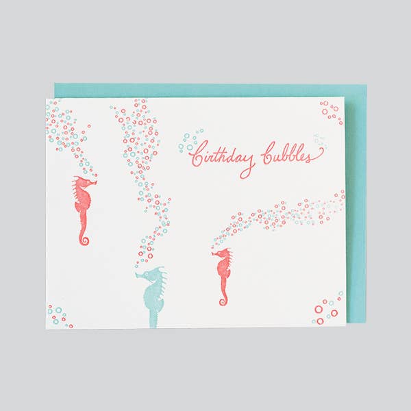 Seahorse Birthday Bubbles Card
