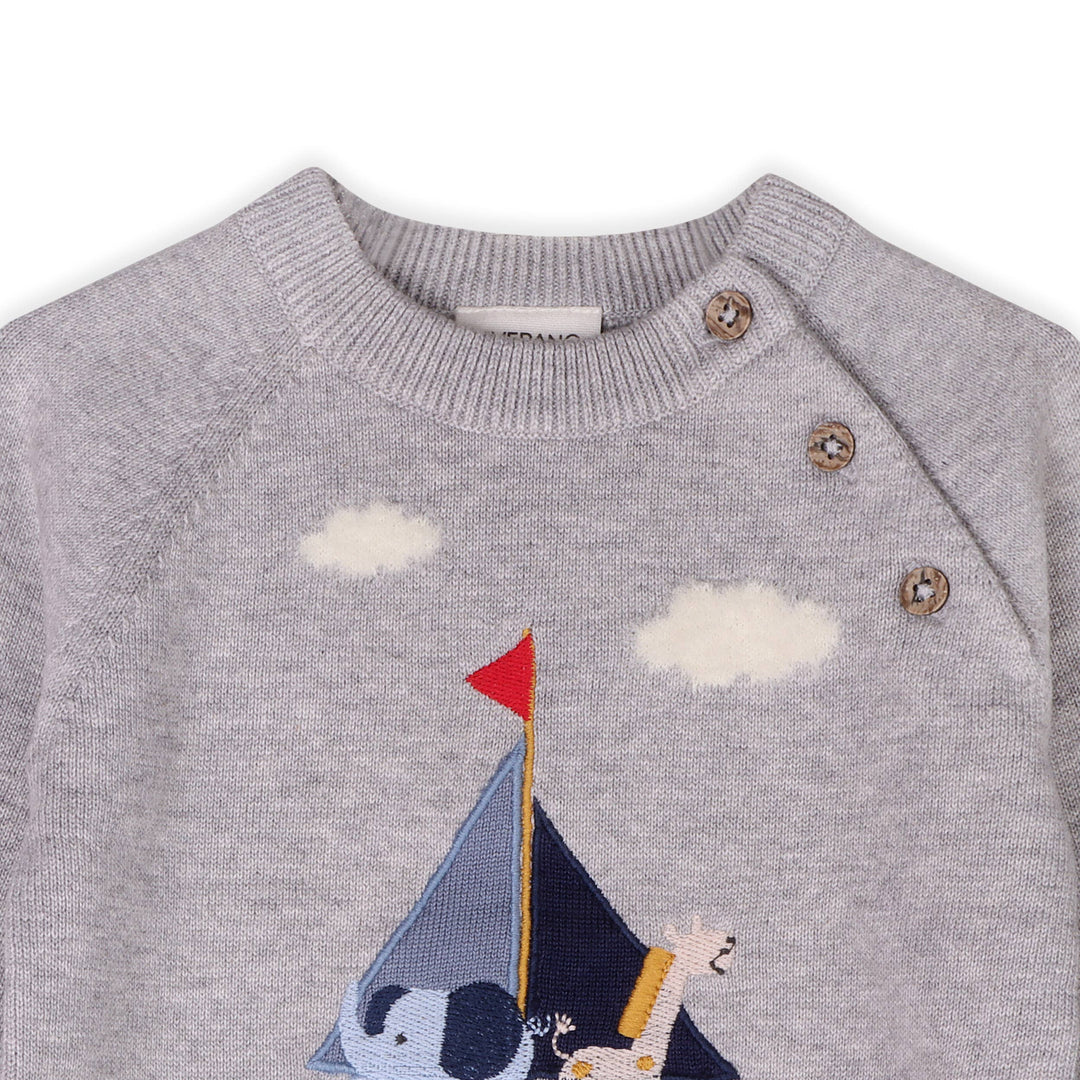 Applique Knit Pullover - Sailboat