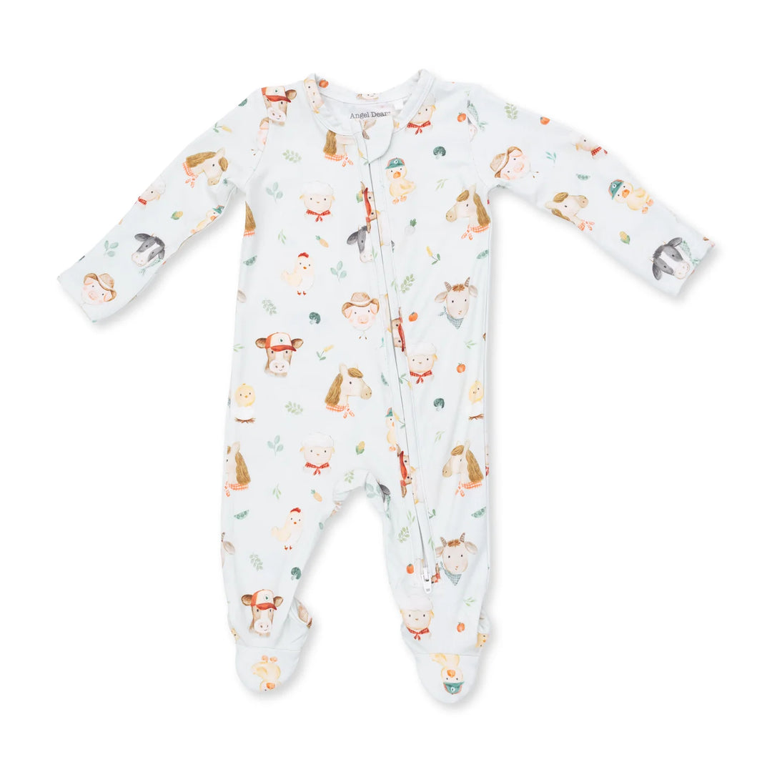 2-Way Zipper Footie - Baby Farm Faces
