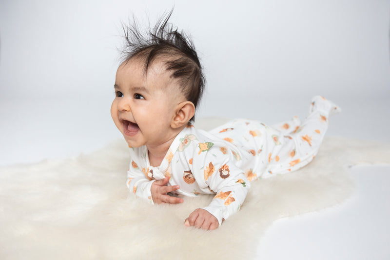 Woodland Swaddle Babies Zipper Footie