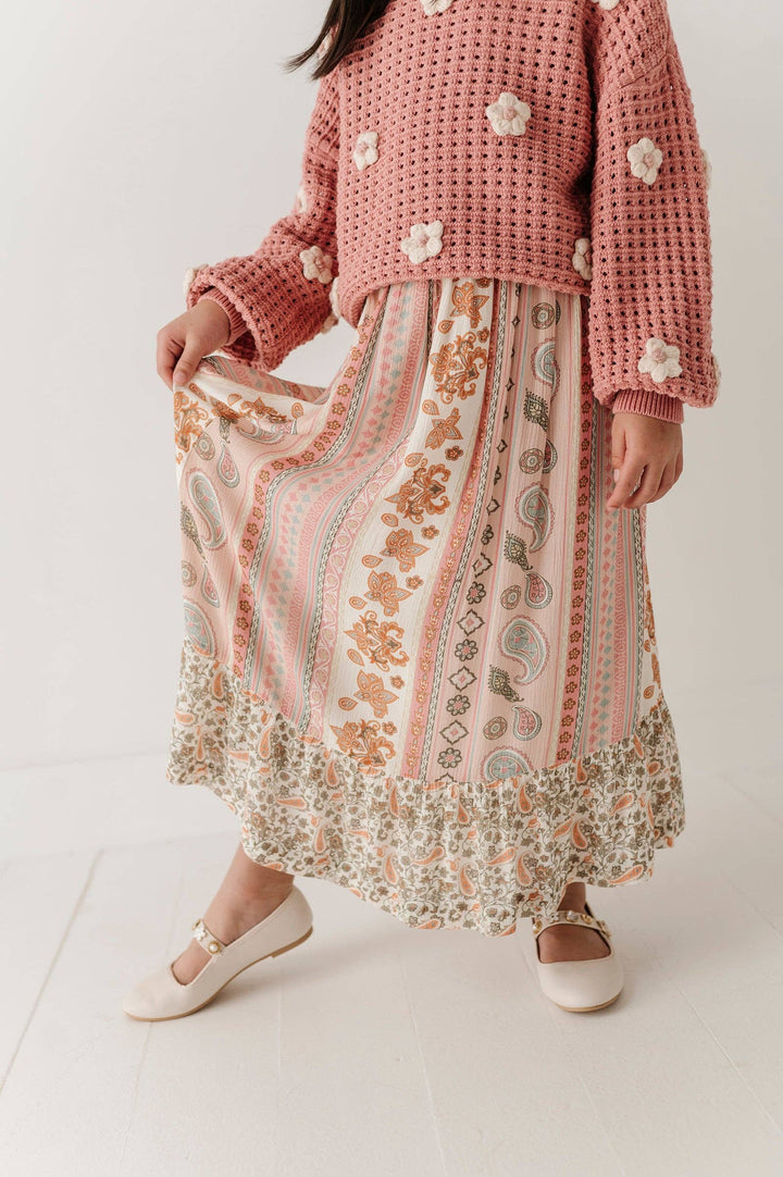Ruffle Bottom Maxi Skirt - Willow Paisley