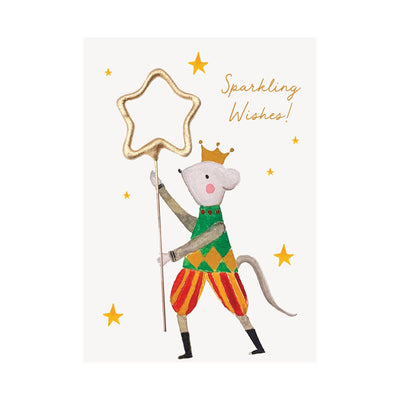 Mini 4" Gold Star Holiday Sparkler Card - Assorted