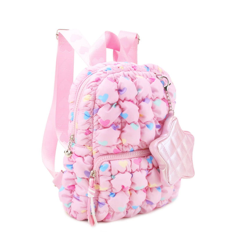 Quilted Scrunchies Heart Printed Mini Backpack with Coin Purse