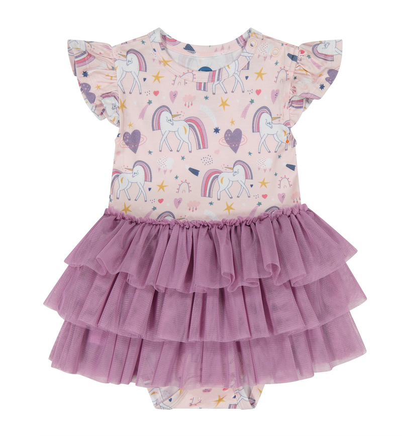 Baby Tutu Twirl Bodysuit - Rainbow Unicorn Summer