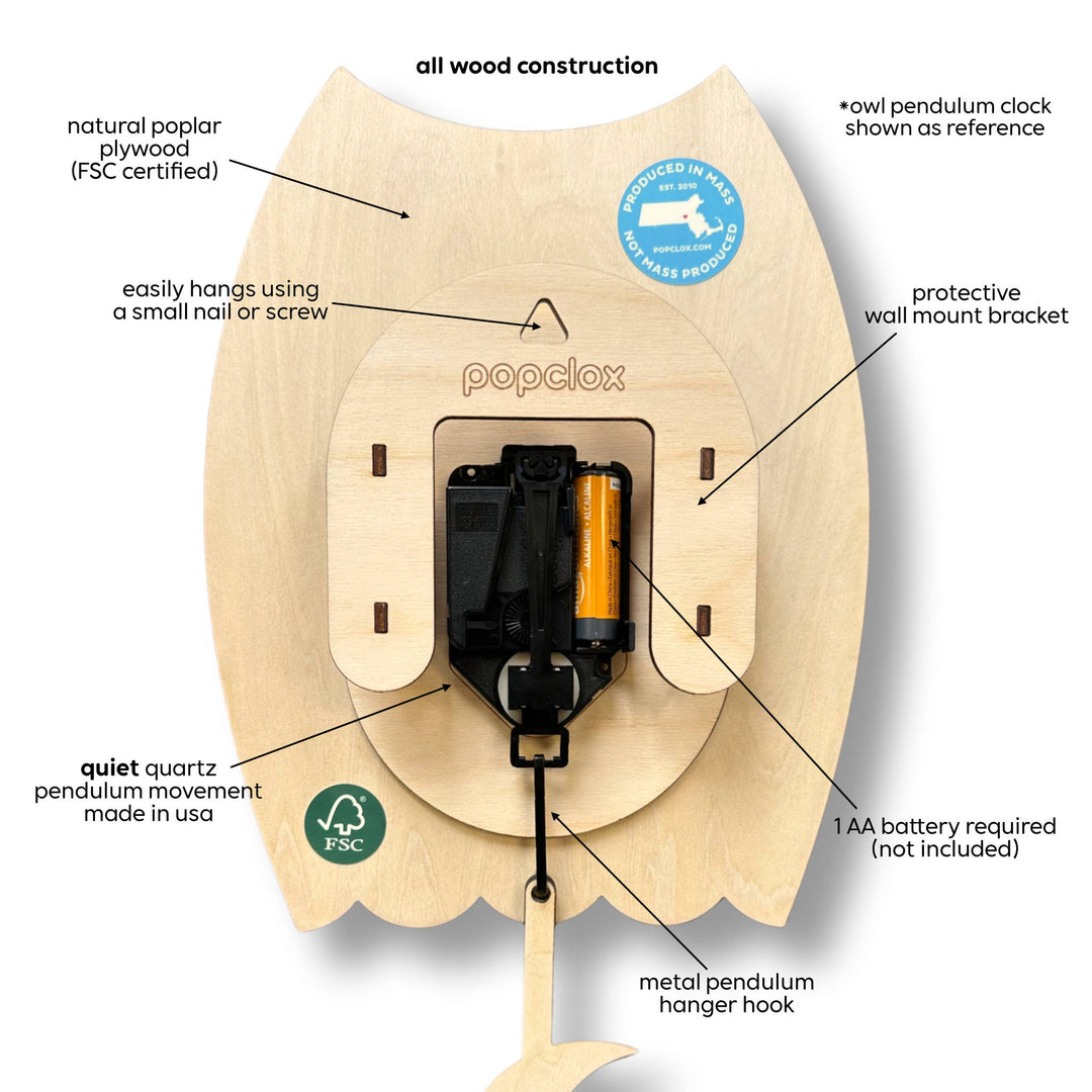 Mushroom Pendulum Clock - Wood