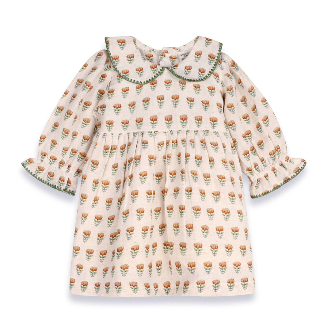 Ina Block Print Floral Dress & Bloomer Set