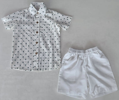 Blue Polka Dot Shirt & Shorts Set