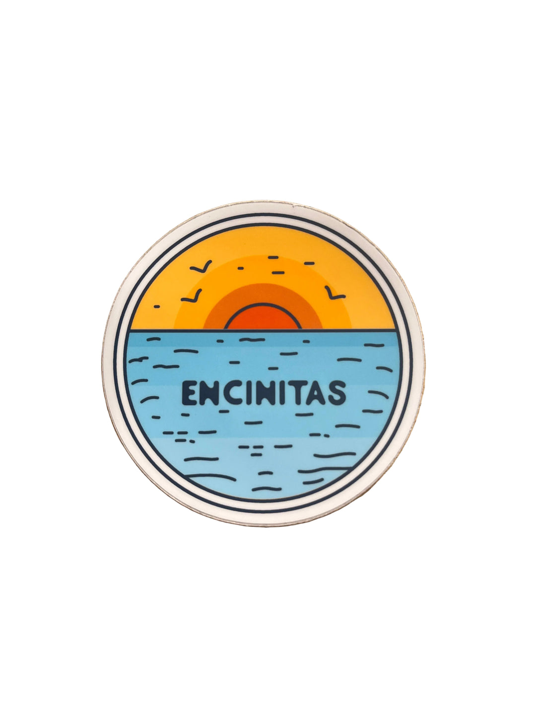 Encinitas Sunset Waves With Birds - Vinyl Sticker