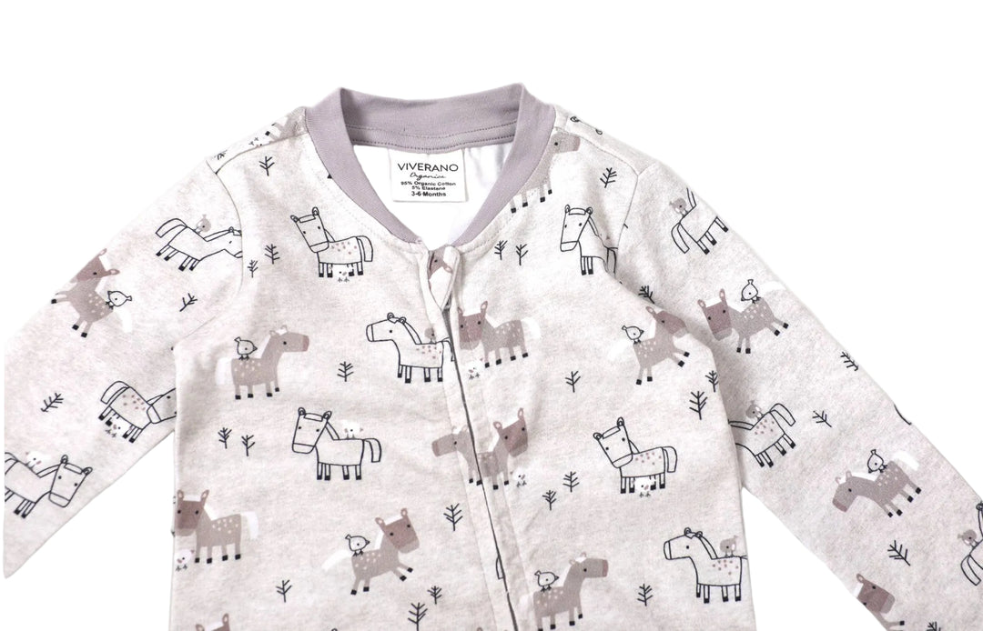 Zipper Footie Coverall - Horse & Bird