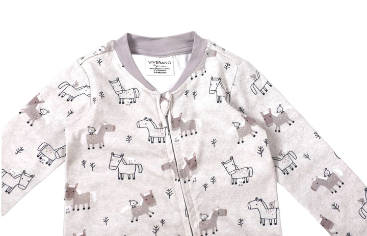 Zipper Footie Coverall - Horse & Bird