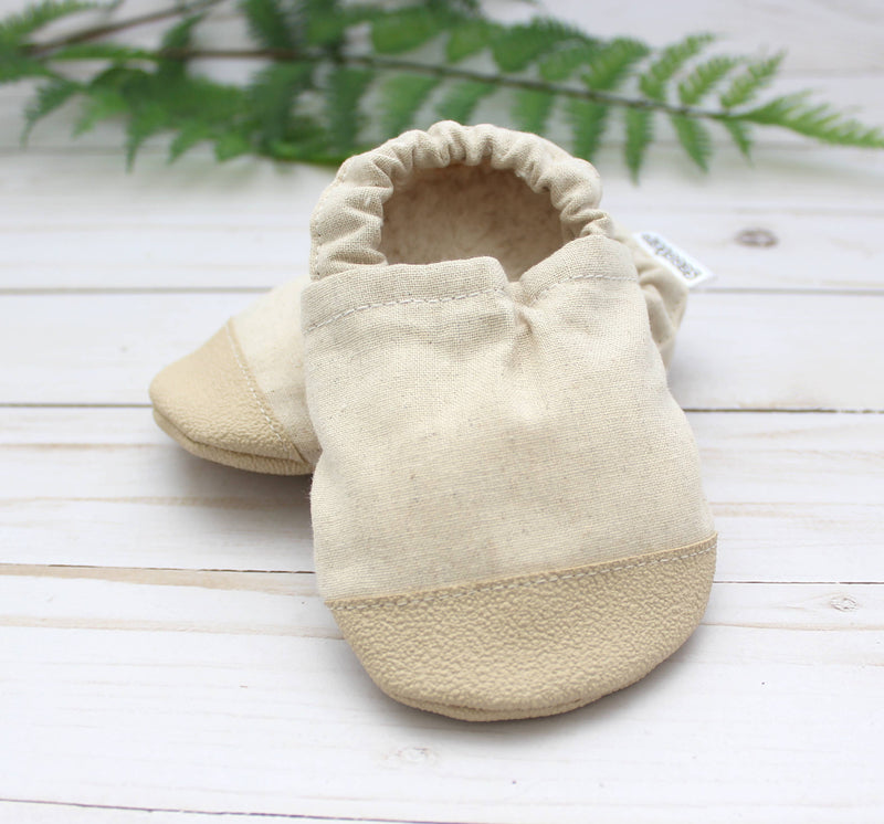 Tan Linen Baby Shoes