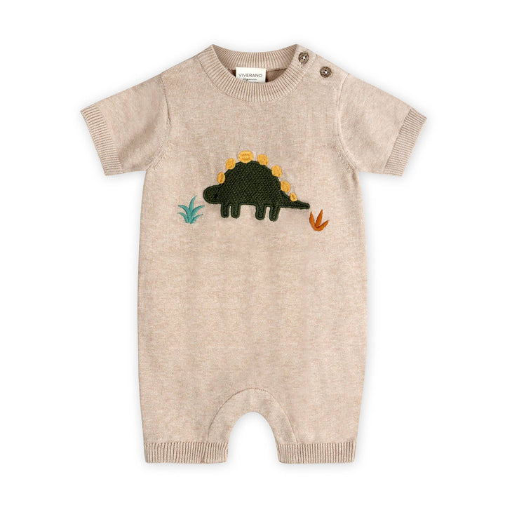 Dino Applique Baby Knit Romper