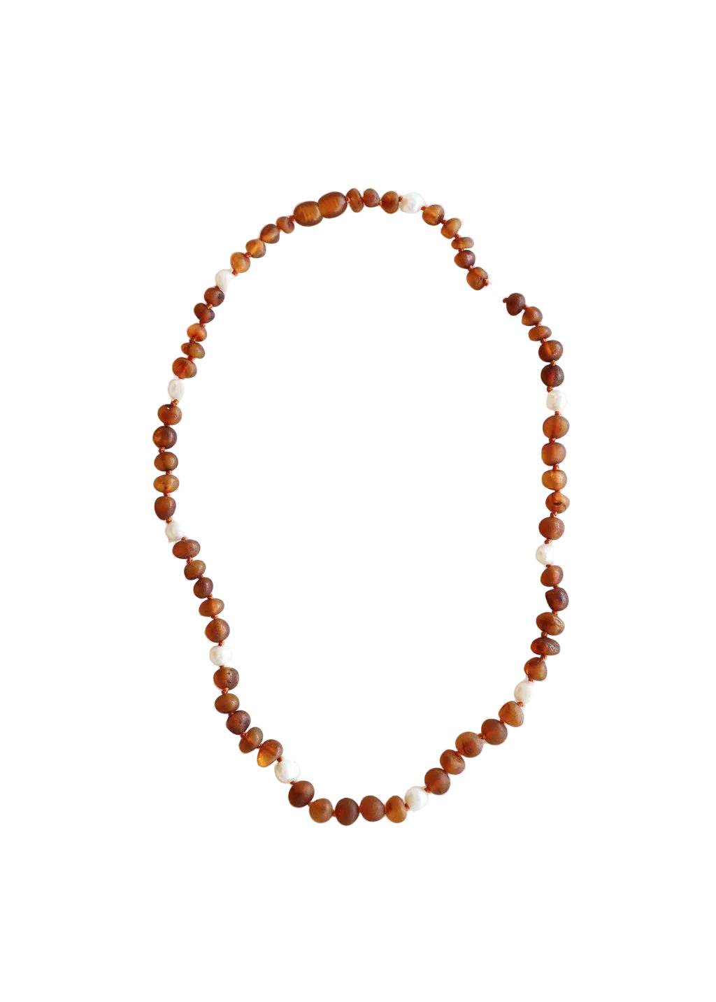 Raw Cognac Baltic Sea Amber + Pearl Halo Beaded Necklace