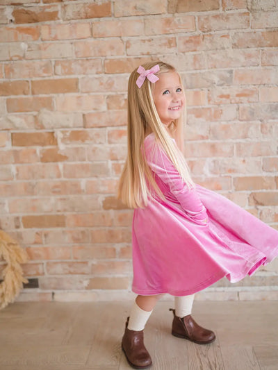 Gwendolyn Dress - Baby Pink Velvet