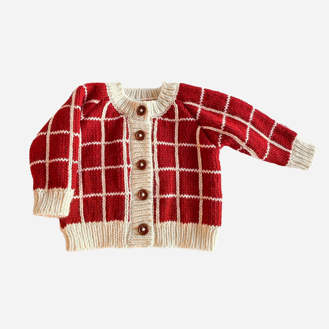 Red Checker Cardigan