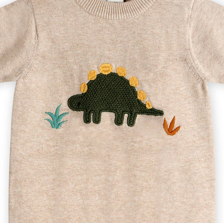 Dino Applique Baby Knit Romper