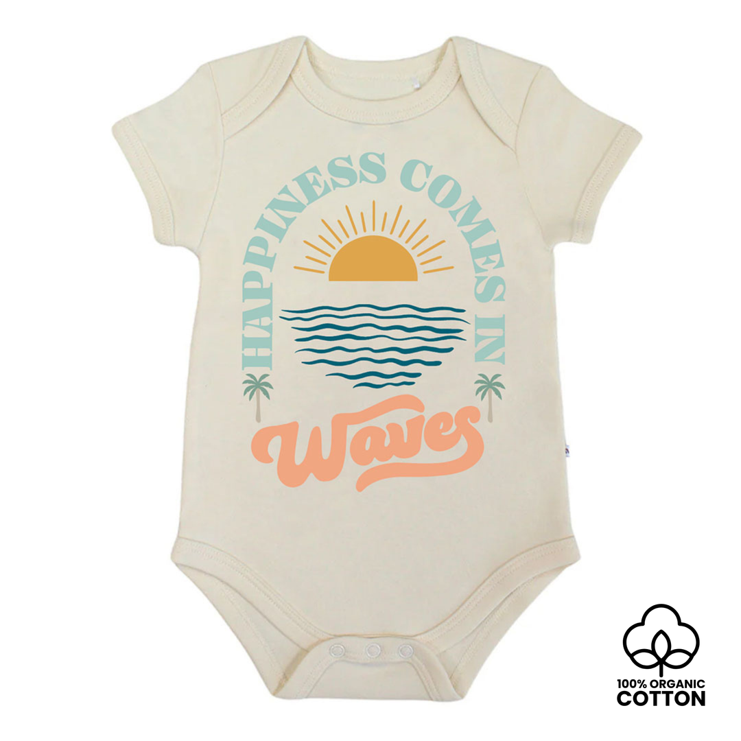 Happiness Comes In Waves Organic Cotton Onesie