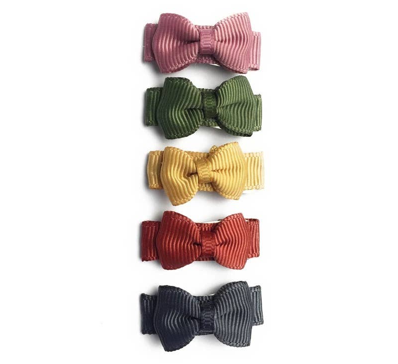 5 Tiny Tuxedo Bows on Snap Clips - Little and Brave