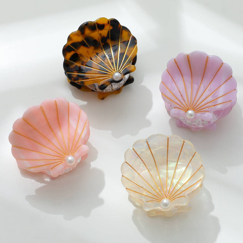 Small Seashell with Pearl Claw Clip