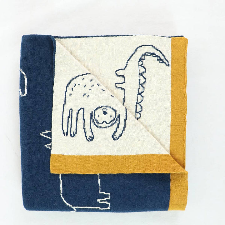 Reversible Knit Baby Blanket - Animal Friends