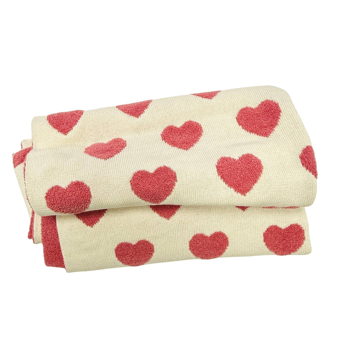 Fuzzy Heart Organic Knit Baby Blanket