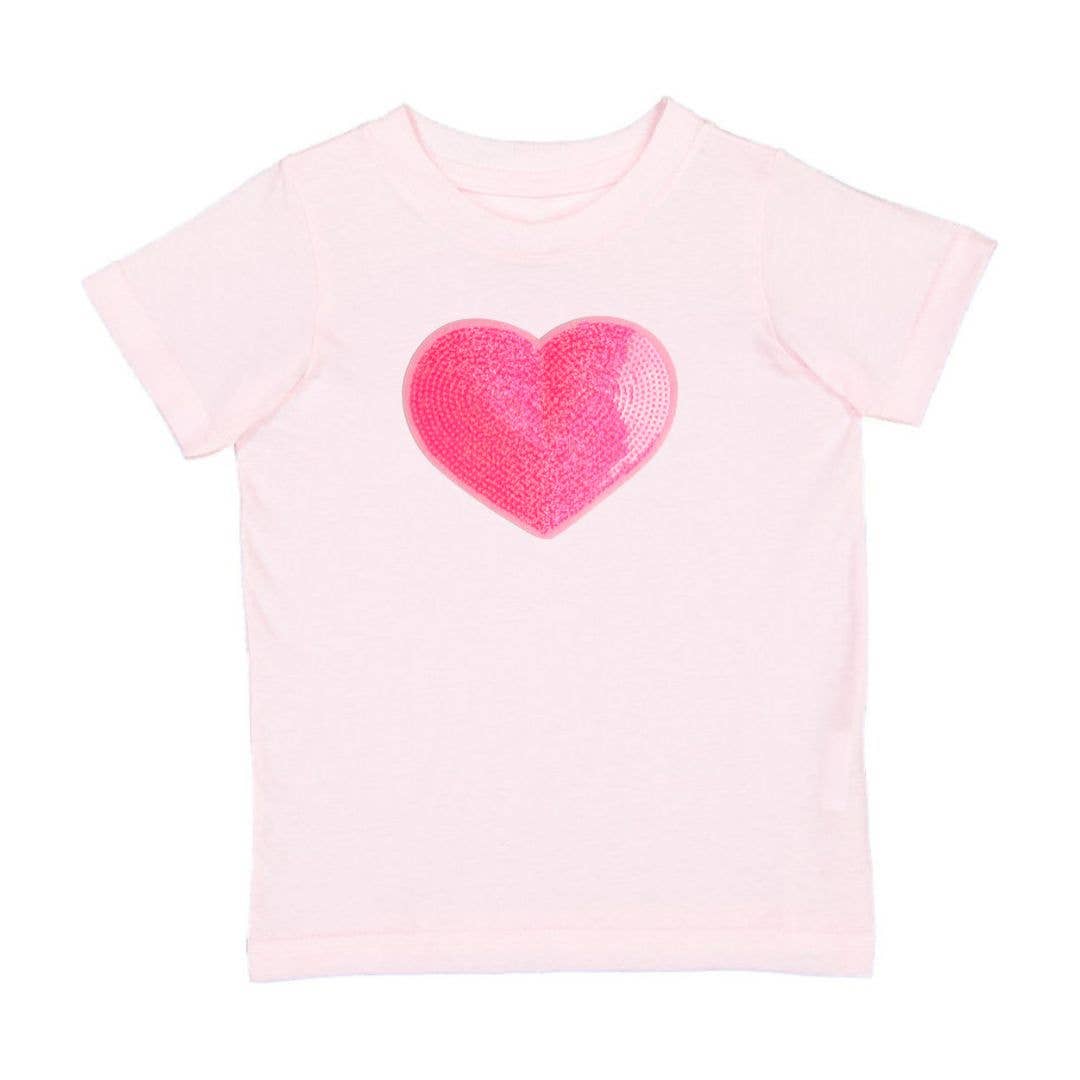 Heart Sequin Patch Short Sleeve T-Shirt