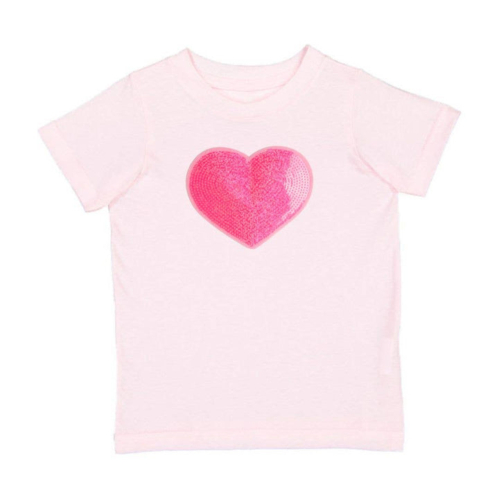 Heart Sequin Patch Short Sleeve T-Shirt