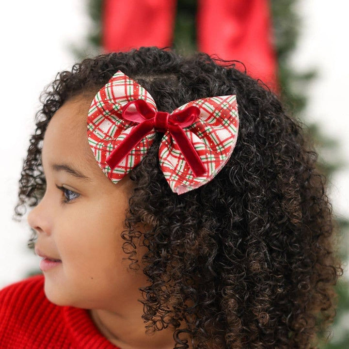 Christmas Plaid Layered Bow Clip