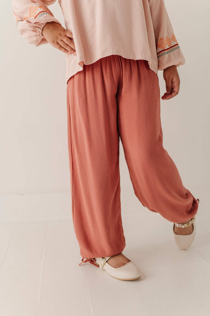 Harem V-Waist Tie Pants - Brick