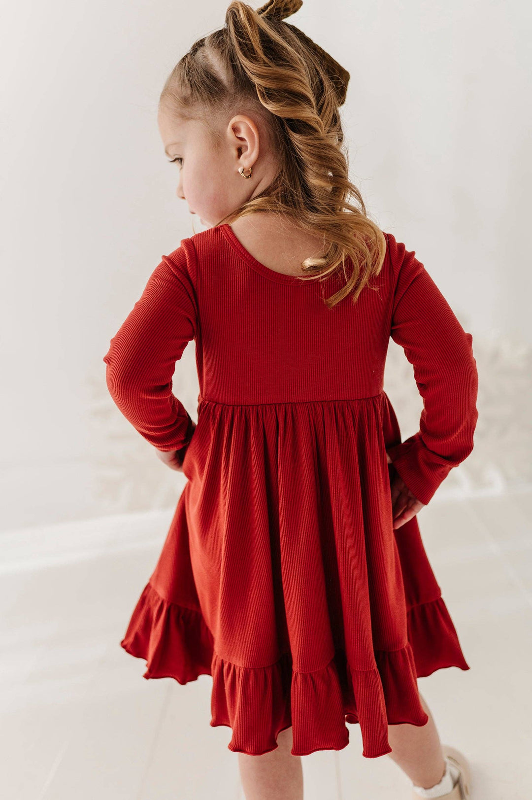 Ribbed Ballet Dress - Berry Red