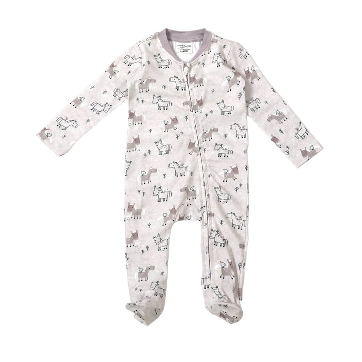 Zipper Footie Coverall - Horse & Bird