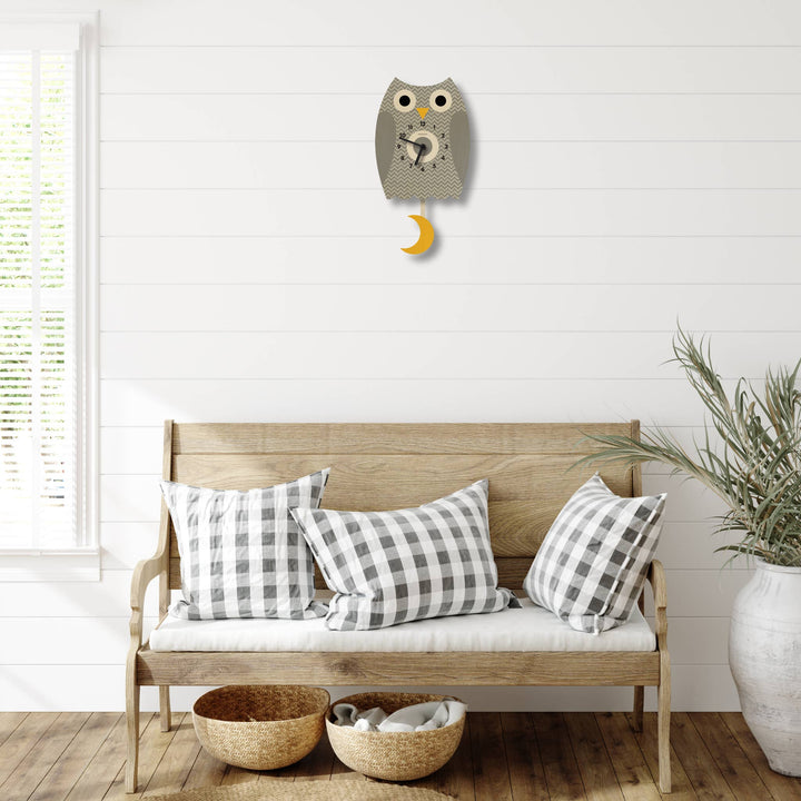 Owl Pendulum Clock - Wood