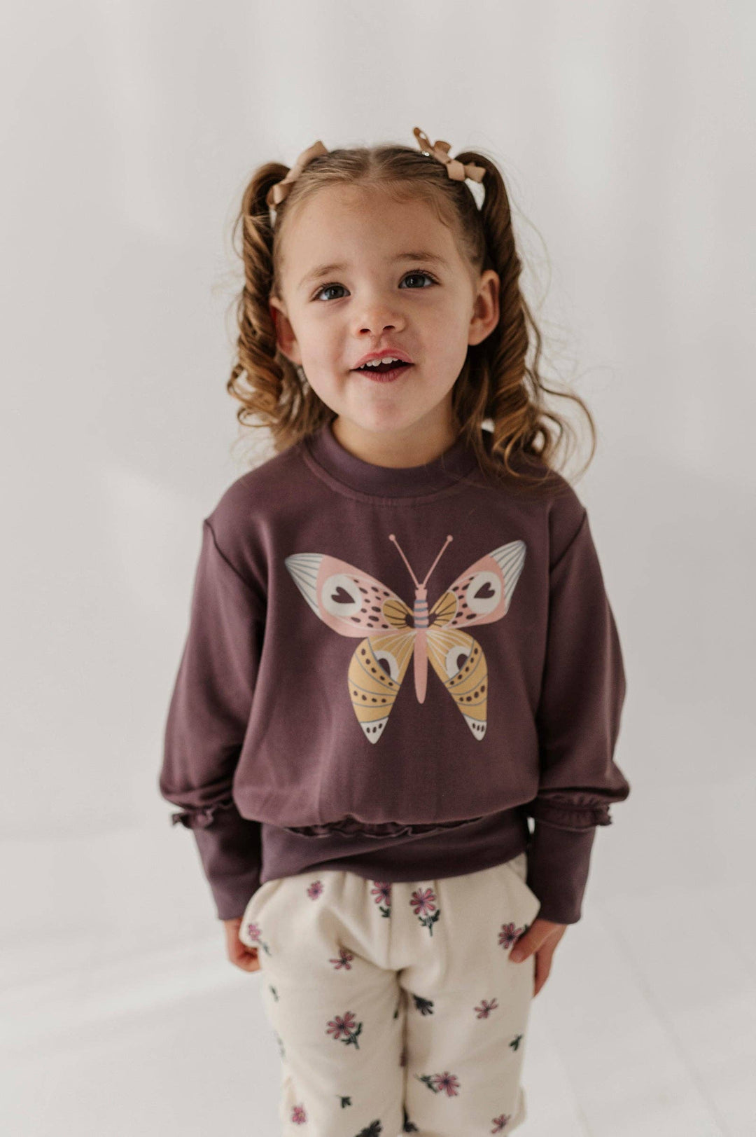 Ruffle Hem Sweatshirt - Butterfly