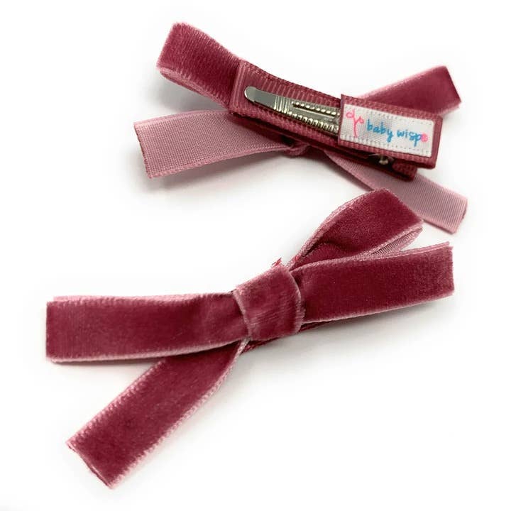 Velvet Pigtail Alligator Hair Clips Bows